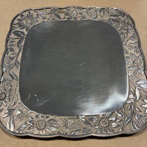 Gorham 13.5" Square Sunflower Metal Serveware Serving Tray Platter